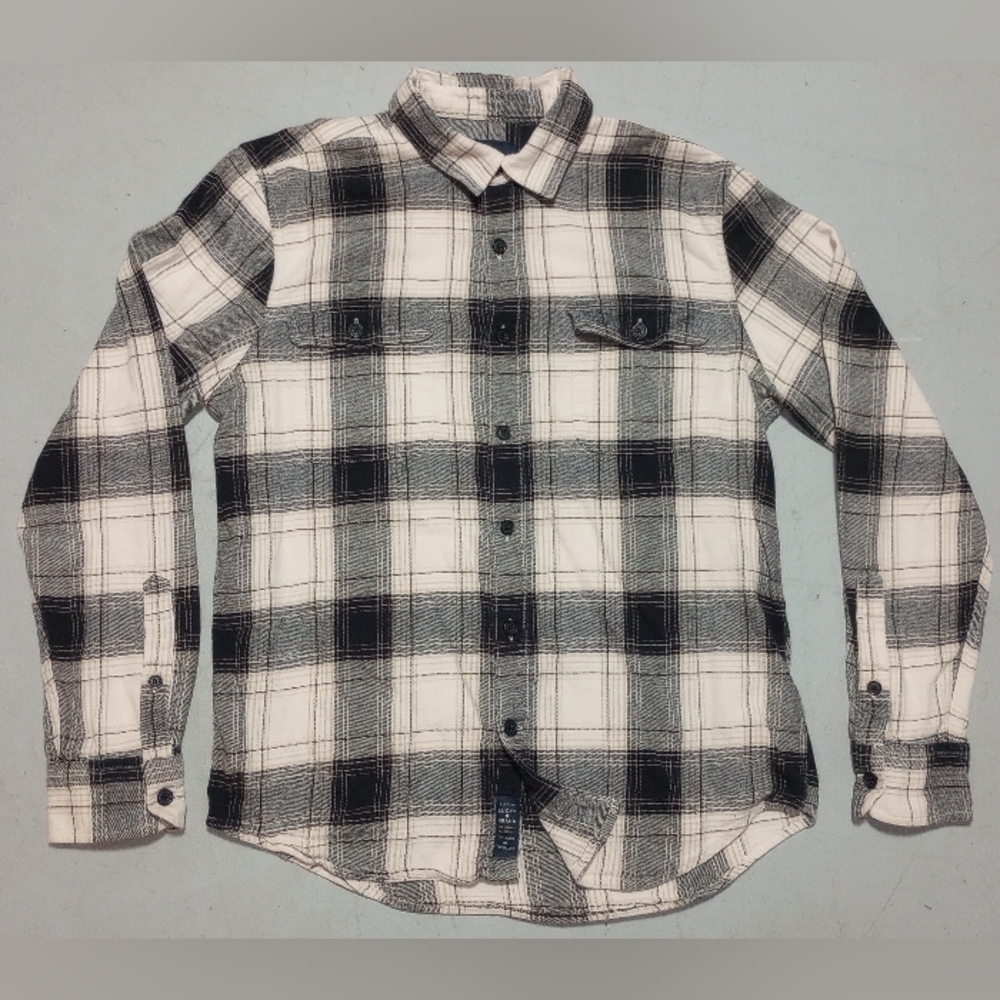 Lucky Brand Plaid Black and White Shirt, Size M